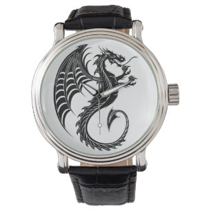 Montre Style de tatouage en forme de dragon noir