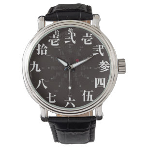 Montre Style kanji japonais ancien [visage noir]