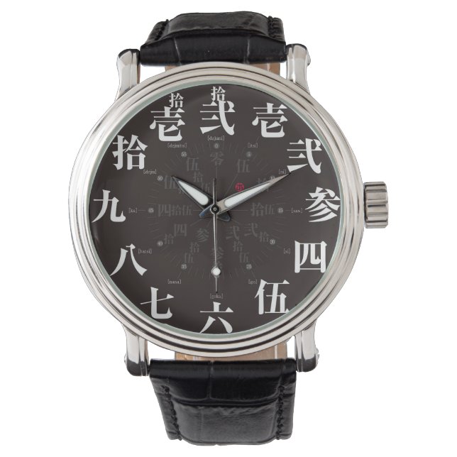 Montre Style kanji japonais ancien [visage noir] (devant)