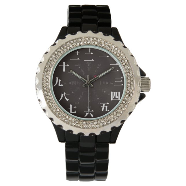 Montre Style kanji japonais [face noire] (devant)