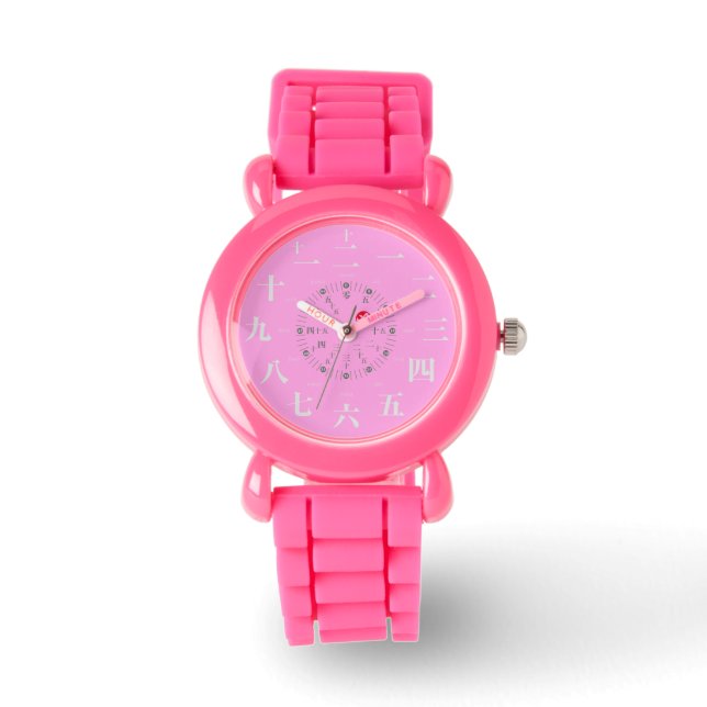 Montre Style kanji japonais [face rose] (Recto)