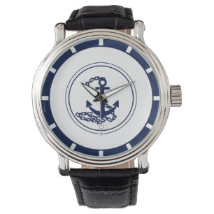 Montre Style maritime élégant Ancre bleue Classy