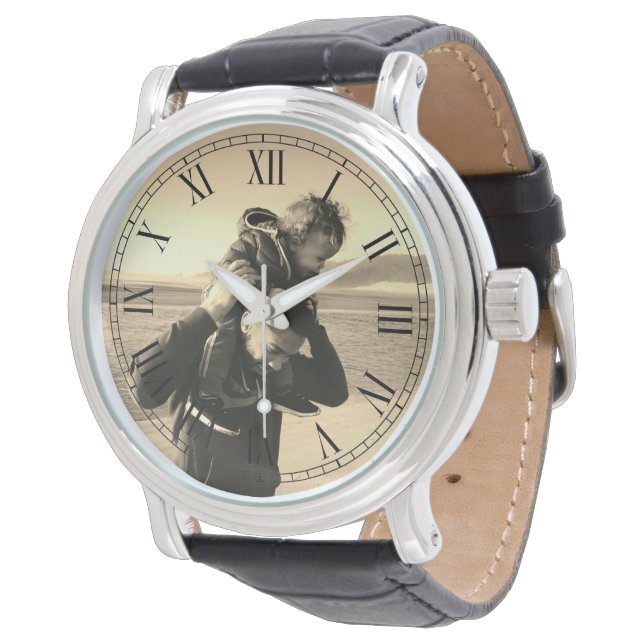 Montre Style Sepia Photo personnalisée (Incliné)