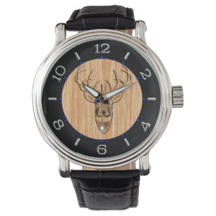 Montre Stylo Buck Buck Buck Antlers Grain en bois clair