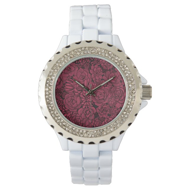 Montre Succulents à Viva Magenta- Couleur de l'année 2023 (devant)