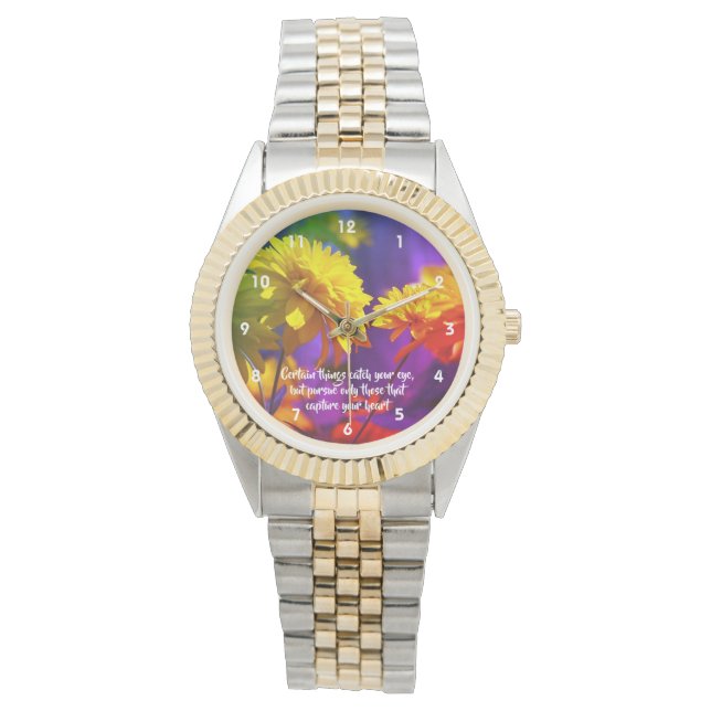 Montre Suivez Votre Citation Inspirationnelle De Fleurs D (devant)