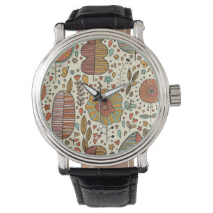 Montre Summer floral pattern made of leaves