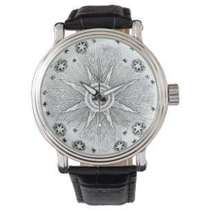 Montre Sun Stars Antique Nuit Ciel Médiéval Zodiac