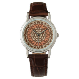 Montre Sun Sud-Ouest Mandala Batik, rouille et Brown