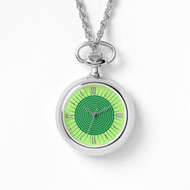 Montre Sunburst géométrique moderne - Vert émeraude et ch (Recto)