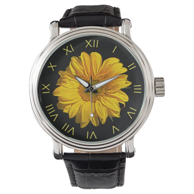 Montre Sunflower Yellow Roman Numéros wacna (devant)