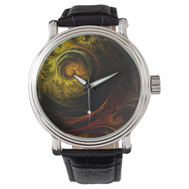 Montre Sunrise Floral Red Abstrait Art (devant)