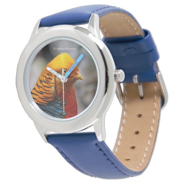 Montre Superbe profil d'un faisan rouge doré (Incliné)