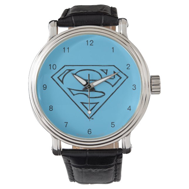 Montre Superman S-Shield | Logo Simple Black Outline (devant)