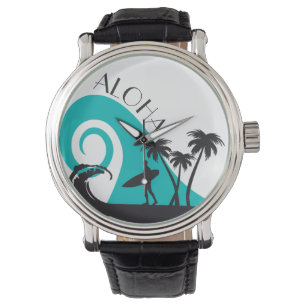 Montre Surf moderne Aloha et palmiers