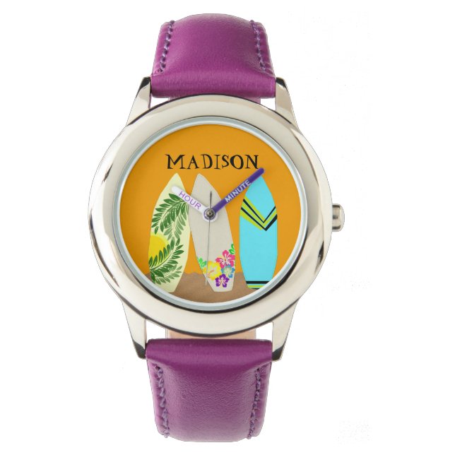 Montre Surfer Girl Surfboard Art Wrist Watch (devant)