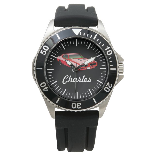 Montre Surveillance de voiture personnalisée - Muscle rou (devant)