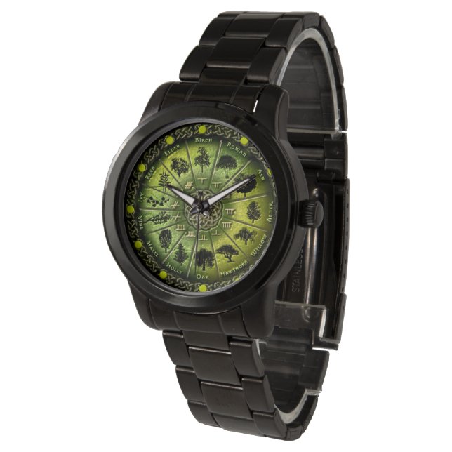 Montre Surveillance du calendrier des arbres druides (Incliné)