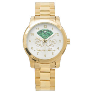 Montre Surveille d'émeraude personnalisée pour elle