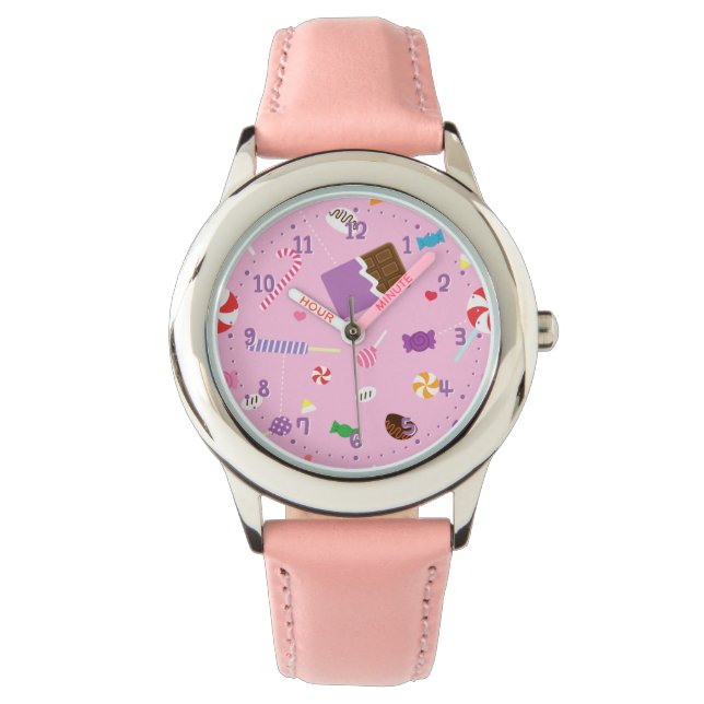 Montre Sweet Candy Filles Motifs Personnalisées rose (devant)