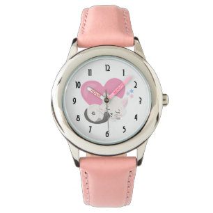 Montre Sweet Kitty Chat Dormir avec un grand coeur en arr
