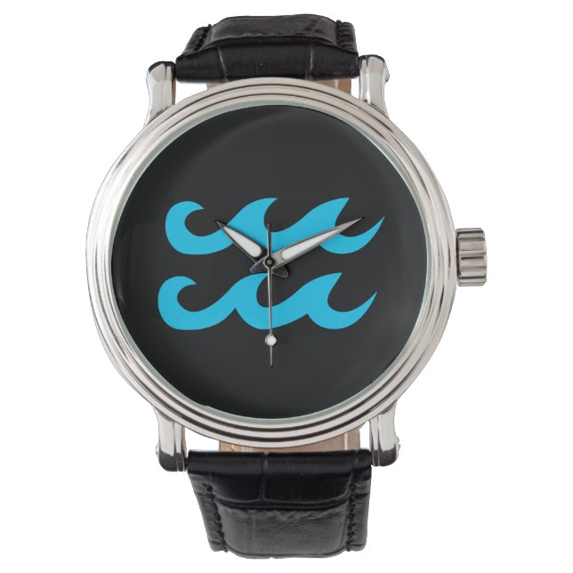 Montre Symbole Aqua Bleu et Noir Aquarius (devant)