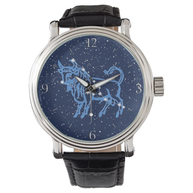 Montre Symbole astrologique de Taurus et constellation (devant)