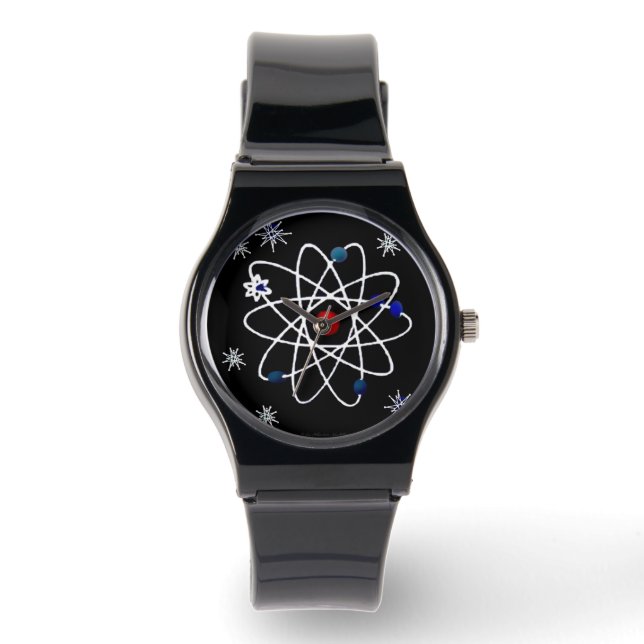 Montre Symbole atomique les années 50 Retro Black White D (Recto)