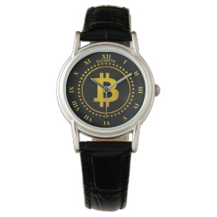 Montre Symbole Bitcoin d'or Cryptomonnaie HODL Funny