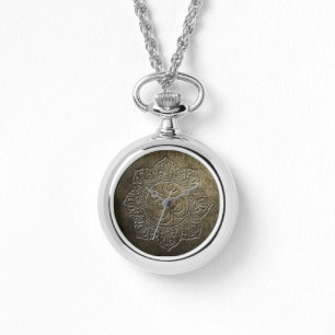 Montre Symbole bouddhiste Om 1 en métal gaufré Effet numé