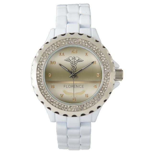Montre Symbole de Caduceus chic | Infirmières et infirmie (devant)