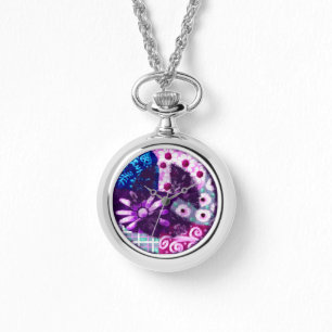 Montre SYMBOLE DE LA PAIX Abstraite Hippie Art violet ble