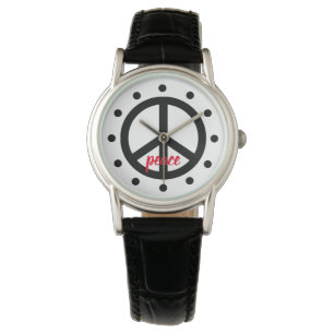 Montre Symbole de la paix noire personnalisé