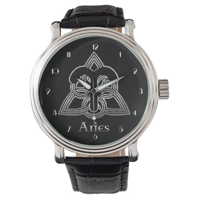 Montre Symbole de naissance de Aries Céltic noeud Zodiac  (devant)