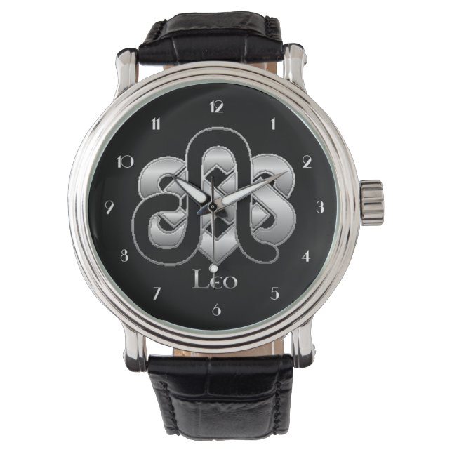 Montre Symbole de naissance Leo noeud celtique Zodiac mon (devant)