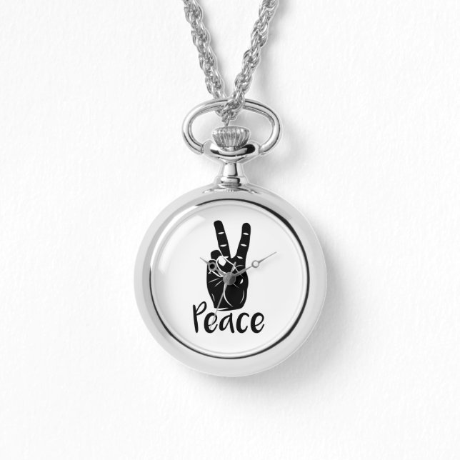 Montre Symbole de paix main avec le texte "PEACE" (Recto)