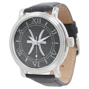 Montre Symbole de Pisces Zodiac sur le skin noir