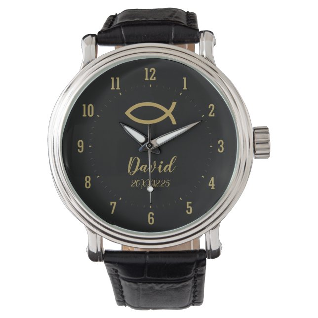Montre Symbole de poisson d'or chrétien (devant)