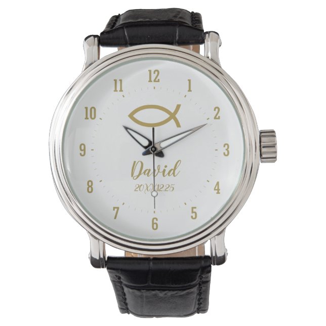 Montre Symbole de poisson d'or chrétien (devant)