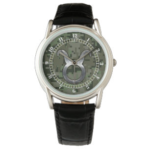 Montre Symbole de zodiaque de Taureau sur le cadran vert