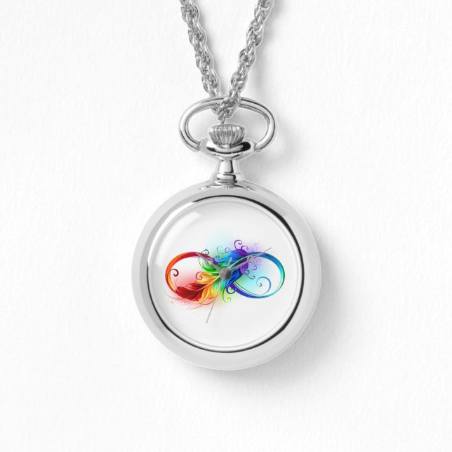 Montre Symbole d'infini avec plume arc-en-ciel (Recto)