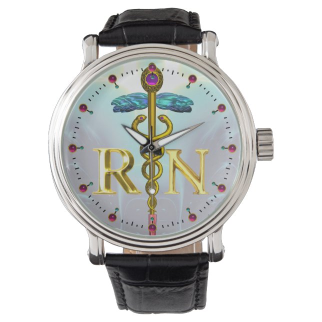Montre SYMBOLE D'INFIRMIÈRES ENREGISTRÉES/Bleu Turquoise (devant)