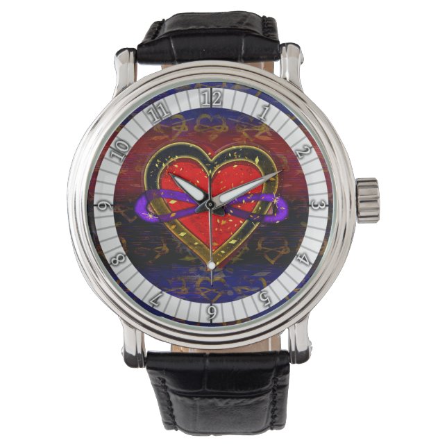 Montre Symbole du drapeau en polyamory du coeur de l'infi (devant)