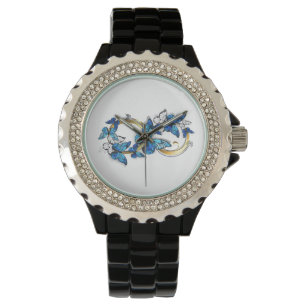 Montre Symbole infini de papillons Morpho bleus