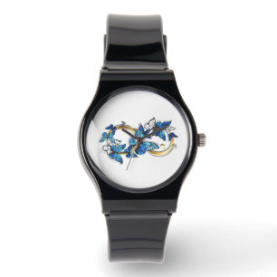 Montre Symbole infini de papillons Morpho bleus