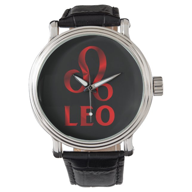 MONTRE SYMBOLE LEO ROUGE (devant)