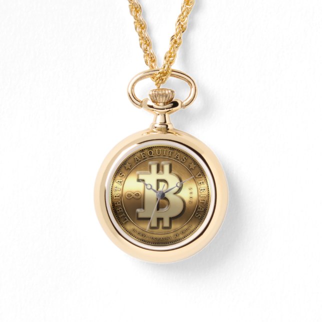 Montre Symbole Logo Bitcoin Or Cryptomonnaie Watch (Recto)