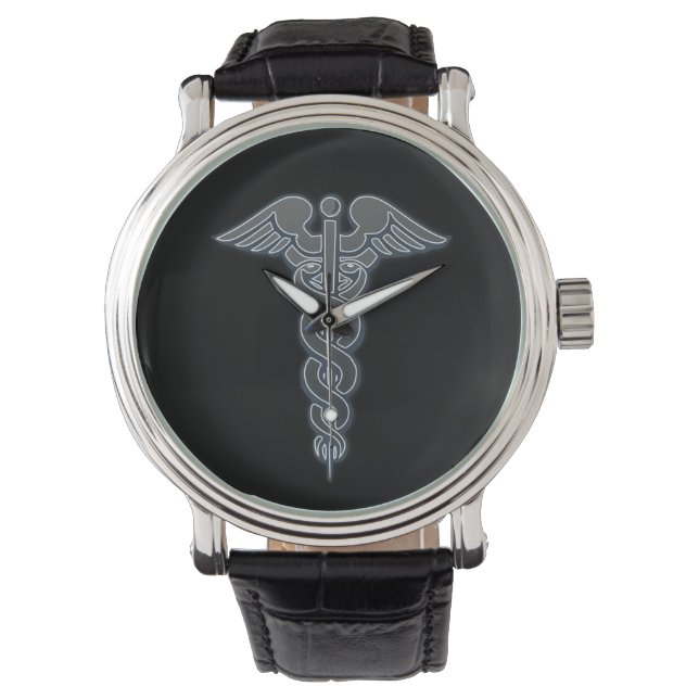 Montre Symbole Médicale Argent Infirmières Médecins Caduc (devant)