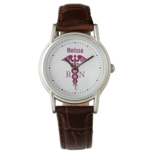 Montre Symbole Médicale simple Red Caduceus Nurse