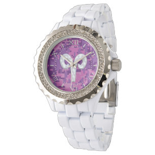Montre Symbole Pearl Like Aries sur le cadran en camo ros
